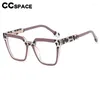 Solglasögonramar 56595 Fashion Retro Square Optical Spectacle Frame Two Color Splice Women Stor storlek Cat Eye TR90 Anti Blue Computer