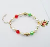 Charm Bracelets Fashion Christmas Gifts For Women Bohemia Pearl Red Crystal Bracelet Set Auger Bell Pendant