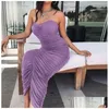 Robes décontractées de base Summer Femmes Y Off SHODER Backless Rucched Bodycon Bodage Bandeau Club bustier Pliage de gaine Drop Livraison Appa Dhzl1