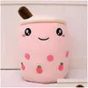 Plush Pillows & Cushions Cute Cartoon P Toys Bubble Tea Cup Shaped Pillow Soft Back Cushion Creative Funny Boba Pearl Milk Gifts For K Dhkth