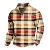 Heren Hoodies Casual Fashion Plaid Gedrukt Hoodloos Sweatshirt Breed losse knop Stand Kraagkraag 2024