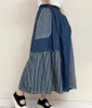スカートヴィンテージロング女性秋の春の日本ファッションストライプパッチワークデニムモリガールズジャンスカートY2K衣類