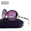 Blanche Michelle Lunettes de soleil polarisées de haute qualité Femmes Brand Designer UV400 Gradient Sun Verres Pearl Oculos avec boîte 240402