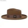 Szerokie brzegowe czapki wełna wełna fedora kapelusz unisex dla dorosłych moda trylby