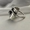 Eheringe Vintage ethnischer Stil Naturstein für Frauen Mädchen Statement Finger Ring Antike Silber Farbe Metall Schmuckparty Geschenke