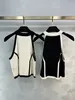 BA1 Main Women's Outerwear Vest Luxury Brand Designer Summer Classic Top Black and White Sticking Hanging Neck Vest Camellia Slim Fit Sticked tröja