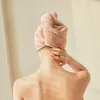 Grade de abacaxi de toalha Mulher toalhas de cabelo cacheado spa turbante Rapid Secy Secy Banho de banho Longo rápido seco para a cabeça