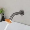 Bathroom Sink Faucets KEMAIDI Gun Grey Automatic Touch Free Sense Faucet Basin Solid Brass Cold Water Mixer Tap Wall Mounted