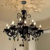 Salon français lustre rétro noir cristal Lumière de luxe de luxe de chambre principale