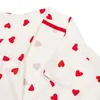 Heimkleidung Frauen Sommer -Pyjama Set Heart Print Spitzen Patchwork Kurzarm Top mit elastischen Band Shorts Weiche Schlafwear Loungewear