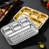 Plates 1pc Stainless Steel Divided Dinner Tray Lunch Container Plate For School Sauce Dish Seasoning Snack Dinnerware