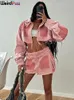 Weird Puss Y2K Denim Women 2 Piece Set Cool Hipster SingleBreasted Jacket Peach Hip kjolar Pocket Matching Streetwear Outfits 240407