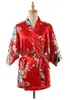 Home Kleding Kleding Dames Peacock Print Japanse Kimono Yukata Silk Satin Short Pyjamas Home Pajamasl2403