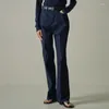 Kadın Kotu Kadın 2024 Sonbahar ve Kış Koreli Niş Yüksek belli ince düz gündelik pantolonlar düz renk basit denim batı