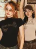 Frauen T -Shirts Frauen Mode Kurzarmbrief Y2k Streetwear Black Top Casual Tees 2024 Sommer Kleidung Großhandel.