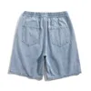 Shorts pour hommes à la mode de la dentelle élastique lavée short en denim à trou droit pour hommes Summer 2024 Nouveaux shorts de genou décontractés à taille haute lâche J240407