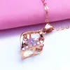 Chains Plated 14K Rose Gold Exquisite Hollow Out Necklace Pendant Shining Light Luxury Clavicle Chain Jewelry