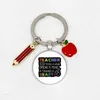 Keychains bijoux dome verre métal keychain de la journée des enseignants motifs créatifs de la journée Apple Love Classic Gift