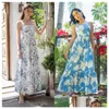 Robes décontractées de base nouvelles femmes la robe florale imprimé ciel bleu nave