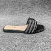 Slippers Crystal Stone Stripes For Women Shoes Fashion Luxury Designer Flat Slides Rhinestone Sandals Chaussure Femme