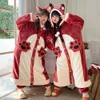 Hemkläder Plush Pyjamas Womens Pyjamas Winter Warm Casual Hooded Pyjamas Söt Anime Fox Rollspel Set Flanell Pajamasl2403