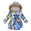 Down Coat Winter Jacket Women Toddler Girl Clothes Kids Girls Print Fashion Big Fur Collar Baby Drop Delivery Maternity Clothing Outwe Otgyb