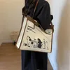 Shoulder Bags Korean Canvas Shopper For Women 2024 Student Woman Fashion Cartoon Print Tote Bag Female Handbags Ladies Hand