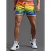 Babyoung Mens Rainbow Pride Striped Casual Shorts Cotton Sports Fashion Men Capris Couples Plus taille S4xl 240407