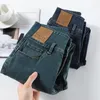 Frauen Jeans hochwertige Großhandelsfrau Jean Denim Stifthose Marke Stretch Taille Retro Blue Drei-Knopf