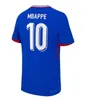 大人セット24 25ユーロカップフレンチホームジャージーMbappeサッカージャージデンベレComan Saliba Kante Maillot Equipe Maillots Griezmann Kid Men Football Shirt Full Sets