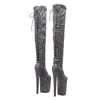 Chaussures de danse Leecabe 23cm / 9 pouces en daim supérieur dame de mode petite orteil ouvert plate-forme talon bottes à poteaux
