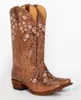 Mode florale gestickte Cowgirl Knie hohe Leder -Vintage -Reitschuhe Stiefel Frauen4184398