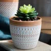Vazen creatief rood aardewerk bloem pot geometrisch patroon sappige mini vase keramische desktop tuin balkon kunststijl van de Nordic