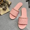 Designer Femmes Pantoufles plates Summer en cuir Flat Argyle Sandales décontractées Hôtel Hotel confortable Soft Drag Beach Resort Flats de haute qualité Plats de plage chaussures