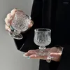 Vinglas 6st Vintage Carved Glass Goblet Clear Crystal Whisky Cups Creative Coffee Juice Cocktail Bar Drick Ware