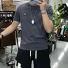 T-shirt For Men's Embroidered Simple Smiling Face Summer New Round Neck Half Sleeves Cotton Bottom Top Trendy Man Clothing