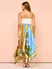 STYLISH LADY Boho Floral Printed Asymmetrical Skirts 2024 Summer Women High Waist Casual Loose All Matched Long Skirts