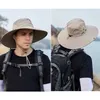 Breda brimhattar Bucket Mens Summer Hat Fashionable Outdoor Borsted Mountain Sun Fishing Panama Bicycle Cushion Breattable Mesh Q240403