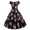 Robes décontractées robe imprimée florale 2024 Femmes d'été épingle une ligne de fête des femmes de la fête des années 50 60s Rockabilly vintage