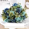 Decorative Flowers Artificial Roses Bouquet Silk False Wedding Floral Shopping Mall Decoration Simulation Flower Rolls Edge Champagne Rose