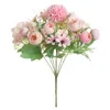 Decoratieve bloemen Kunstmatige zijde Rose pioenroos kleine maisy hydrangea boeket arrangementen bruiloft decoratie decor