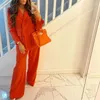 Zweiteilige Hosen Frauen Mode rote Blazer-Anzug doppelte Briefe schlanke weibliche Blazer Anzüge ol Style 2-Teile