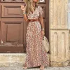 Designer Elegant Womens Casual Abites Summer V-Neck Short Shorte Boemia Floral Stampa Maxi Dress