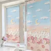 Adesivi per finestre in stile pastorale Olio di fiori dipinto Privacy Film statico Classino in vetro glassato bagno decorativo per la casa