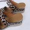 Slippers Womens Fashion Slides Leopard Wedges Open Toe Beach Shoes Roman Sandals Slip-On Sea Plus Size