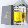 Mugs Nordic Style Ceramic Cup Simple High Appearance Mug With Lid Spoon Men And Women Drinking Office Tea