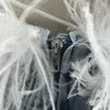 Feestjurken vrouwen denim jurk bodycon mini vestidos elegante mouwloze jeans dames vrouwelijke banketbuis met veren met veren dames