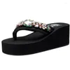 Slippers Beach Shoes Women Summer Platform Med Big Size Rubber Flip Flops On A Wedge Glitter Slides Sabot Hawaiian Jelly TPR Fab