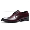 Kleiderschuhe schwarzer Wein rot Derby Bräutigam Hochzeitsbüro formelle Männer Party echtes Leder Original Business Designer Schuh