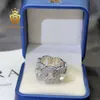 Diseñador Joyería Drop envío Nuevo Cresscent Moon Design Hip Hop Pass Tester S925 Silver Moisssanite Diamond Cuban Anillo